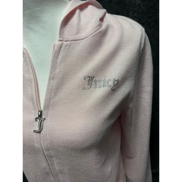 NWT Juicy Couture "Whisper" Baby Pink Bling Rhinstone Logo Knit Tracksuit Sz XL - Picture 10 of 10
